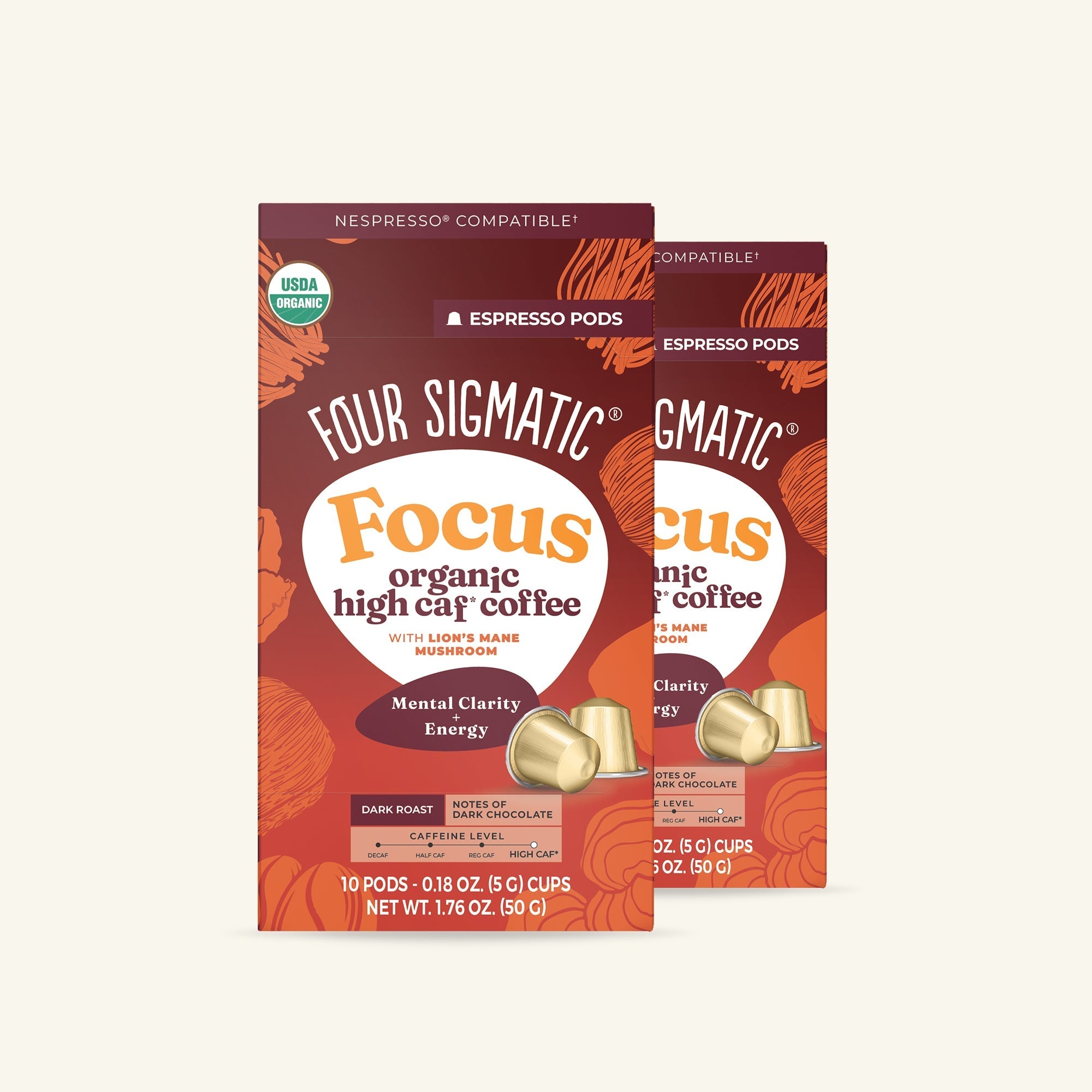 Focus Dark Roast High Caf Espresso Pods (10ct) - Smooth Taste