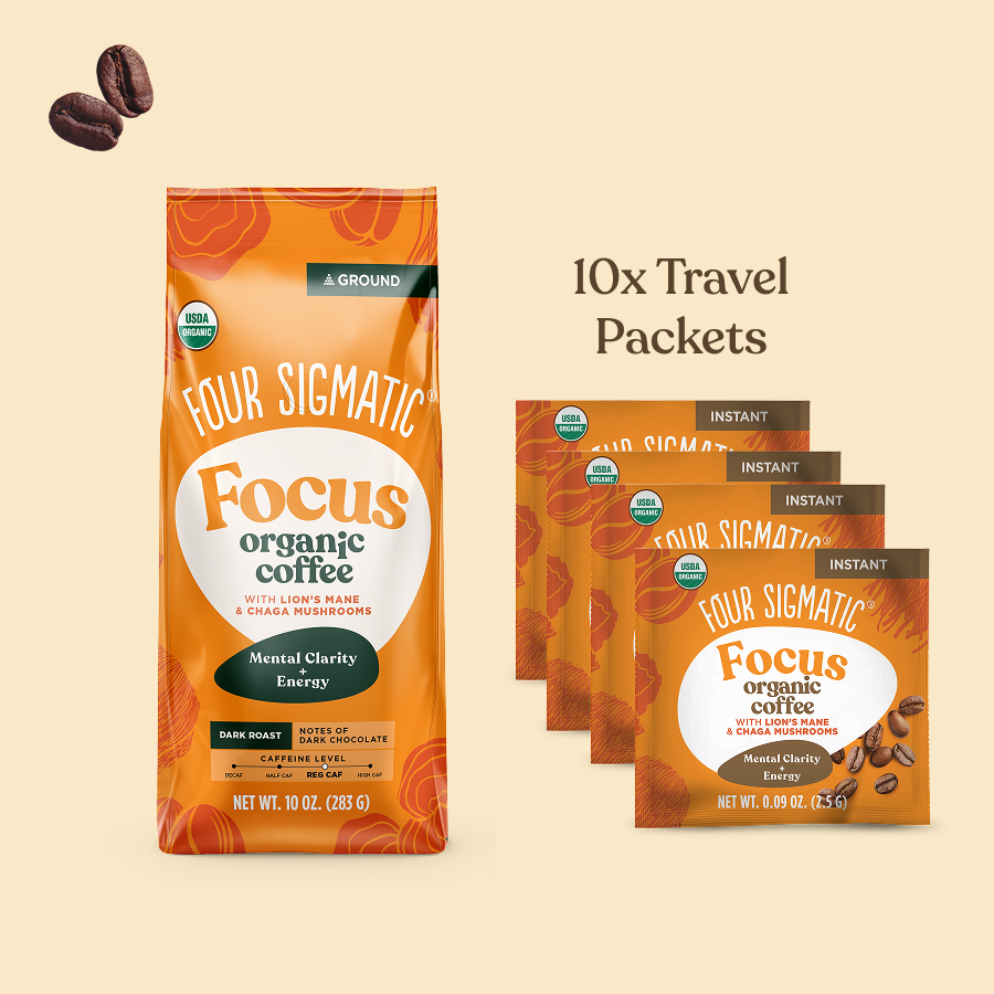 Focus Ground Coffee + 10 Instant Coffee Travel Packets - Energy Coffee