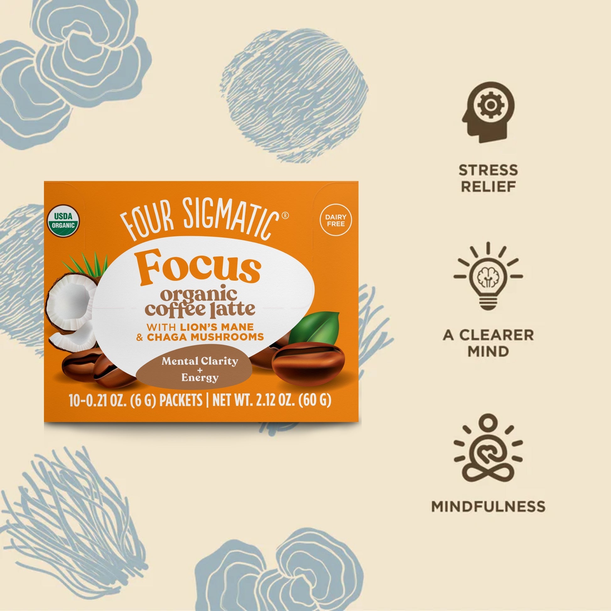 Focus Instant Coffee Latte, Packets - Superfood Coffee