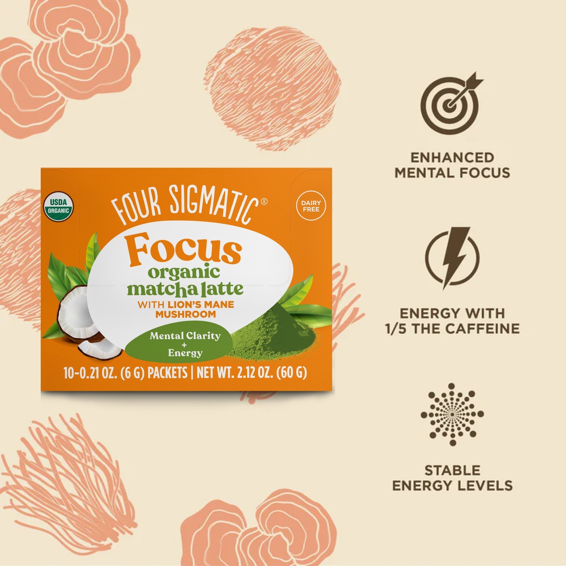 Focus Matcha Latte, Packets - Organic Coffee